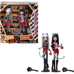 Monster High Boo-riginal Creeproduction Doll 2-Pack, Meowlody and Purrsephone Collectible Reproductions with Doll Stands and Diary