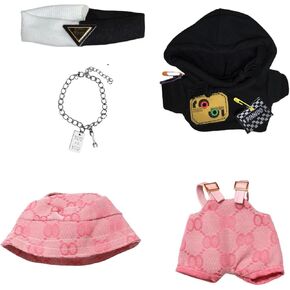17cm Clothes Set(NO Doll),Hat & Overalls Set Doll Clothes Suitable for Dolls Accessories (Style E)