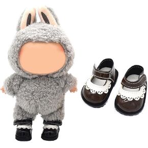 Mini Doll Shoes, 1 Pair Cute Martin Boots Replacement Compatible for 17cm/15cm Dolls Toy Outfit Accessories(Khaki Martin Boots)