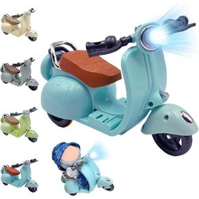 Accessories for Doll, Scooter Toy with LED Lights & Music for 15-17cm Dolls, Rotate 360° Cute Motorcycles for Dolls, Decor Desktop Ornaments for Doll Collectors Battery Not Included (Beige)