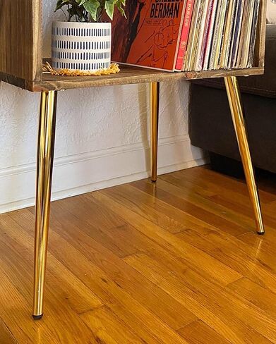 Table for Record Player Stand Cabinet MCM Mid Century Modern Metal Golden Legs Active Restock requests: 0 in Kuwait