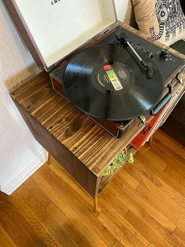 Table for Record Player Stand Cabinet MCM Mid Century Modern Metal Golden Legs Active Restock requests: 0 in Kuwait