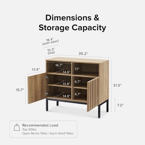خزانة تخزين Mopio Norwin ، اللوحة الجانبية الحديثة للبوفيه الصناعي ، Credenza ، Accent Credenza ، أبواب الألواح المزرقة ، الرفوف القابلة للتعديل ، أرجل معدنية متينة مع مستوي لغرفة المعيشة (مزدوجة) in Saudi Arabia