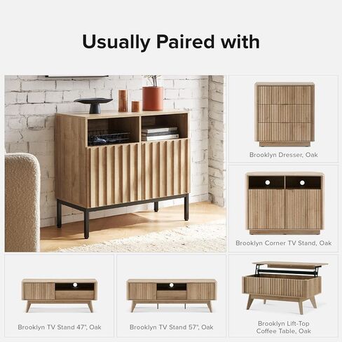 خزانة تخزين Mopio Norwin ، اللوحة الجانبية الحديثة للبوفيه الصناعي ، Credenza ، Accent Credenza ، أبواب الألواح المزرقة ، الرفوف القابلة للتعديل ، أرجل معدنية متينة مع مستوي لغرفة المعيشة (مزدوجة) in Saudi Arabia