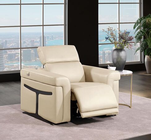Blackjack Furniture Riccardo Top Grain Italian Leather Beated 6 Reclining 3 قطع مع أريكة جلوس فاخرة حديثة ، Loveeat و Crast for Living Room ، 7.6-HT-3pc ، رمادي فاتح in Saudi Arabia