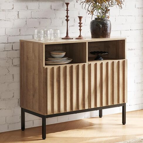خزانة تخزين Mopio Norwin ، اللوحة الجانبية الحديثة للبوفيه الصناعي ، Credenza ، Accent Credenza ، أبواب الألواح المزرقة ، الرفوف القابلة للتعديل ، أرجل معدنية متينة مع مستوي لغرفة المعيشة (مزدوجة) in Kuwait