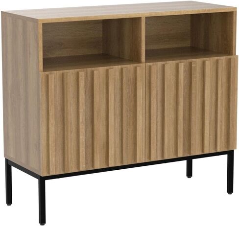 خزانة تخزين Mopio Norwin ، اللوحة الجانبية الحديثة للبوفيه الصناعي ، Credenza ، Accent Credenza ، أبواب الألواح المزرقة ، الرفوف القابلة للتعديل ، أرجل معدنية متينة مع مستوي لغرفة المعيشة (مزدوجة) in Kuwait