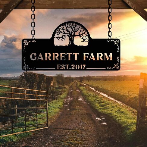 Personalized Metal Farm Sign, Customized Family Name Ranch Sign, Large Last Name Sign for Farmhouse Decoration, Outdoor Farm Wall Art, Welcome Sign, Entrance Gate Sign, Farm Lovers Gift, Garden Decor in Kuwait