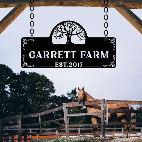 Personalized Metal Farm Sign, Customized Family Name Ranch Sign, Large Last Name Sign for Farmhouse Decoration, Outdoor Farm Wall Art, Welcome Sign, Entrance Gate Sign, Farm Lovers Gift, Garden Decor in Kuwait