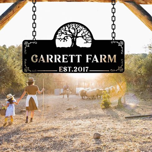 Personalized Metal Farm Sign, Customized Family Name Ranch Sign, Large Last Name Sign for Farmhouse Decoration, Outdoor Farm Wall Art, Welcome Sign, Entrance Gate Sign, Farm Lovers Gift, Garden Decor in Kuwait