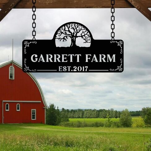 Personalized Metal Farm Sign, Customized Family Name Ranch Sign, Large Last Name Sign for Farmhouse Decoration, Outdoor Farm Wall Art, Welcome Sign, Entrance Gate Sign, Farm Lovers Gift, Garden Decor in Kuwait