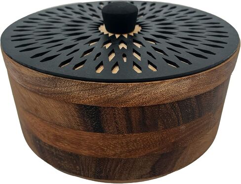 Handmade tortilla warmer - Hand-engraved and hand-made parota wood tortilla holder Made in Mexico by artisans in Olinala Guerrero (Mandala) (Black Mandala) in Saudi Arabia