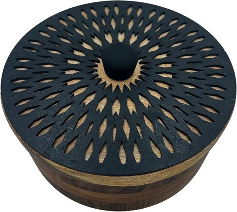 Handmade tortilla warmer - Hand-engraved and hand-made parota wood tortilla holder Made in Mexico by artisans in Olinala Guerrero (Mandala) (Black Mandala) in Saudi Arabia