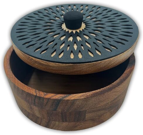Handmade tortilla warmer - Hand-engraved and hand-made parota wood tortilla holder Made in Mexico by artisans in Olinala Guerrero (Mandala) (Black Mandala) in Saudi Arabia