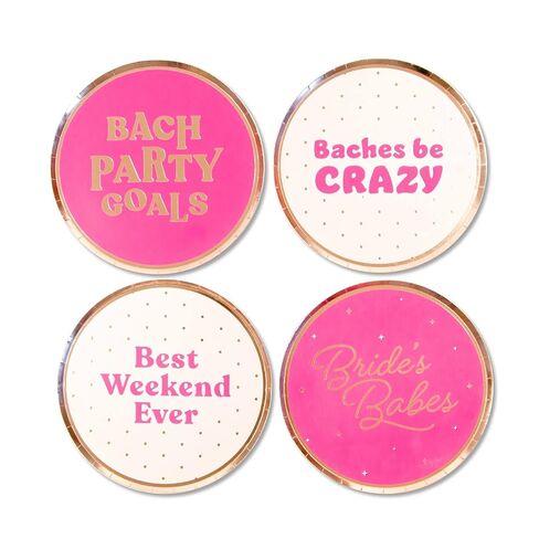 Stag & Hen Bachelorette Party Paper Plates - 12 Ct | Variety Pack with 4 Fun Phrases | Cute, Classy Disposable Tableware | Bridesmaids Favors, Decor in Kuwait