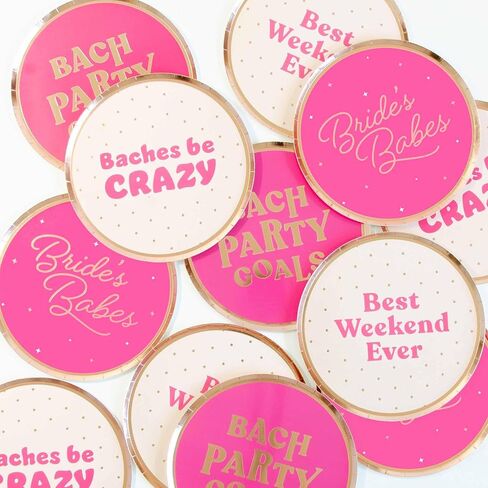 Stag & Hen Bachelorette Party Paper Plates - 12 Ct | Variety Pack with 4 Fun Phrases | Cute, Classy Disposable Tableware | Bridesmaids Favors, Decor in Kuwait