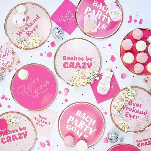 Stag & Hen Bachelorette Party Paper Plates - 12 Ct | Variety Pack with 4 Fun Phrases | Cute, Classy Disposable Tableware | Bridesmaids Favors, Decor in Kuwait