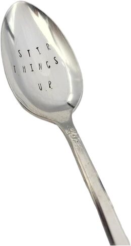 Stir Things Up Hand Stamped Hammered Vintage Silverplate Teaspoon in Saudi Arabia