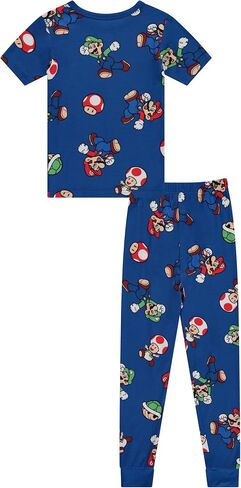 Nintendo Boys Mario Pajamas Set - 3 Piece Short Sleeve Super Mario Pajamas - Short Sleeves, Shorts and Pants Pajamas Set in Saudi Arabia