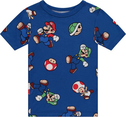 Nintendo Boys Mario Pajamas Set - 3 Piece Short Sleeve Super Mario Pajamas - Short Sleeves, Shorts and Pants Pajamas Set in Saudi Arabia