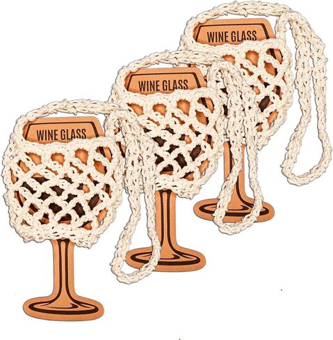 3 Pack Crochet Wine Lanyard Holder | Wine Lanyard, Wine Festival Lovers Gifts (Perwinkle-Orange-Lime Green) in Saudi Arabia