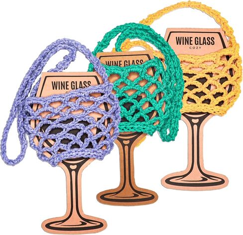 3 Pack Crochet Wine Lanyard Holder | Wine Festival Lovers Gifts (Cyan Blue) in Saudi Arabia