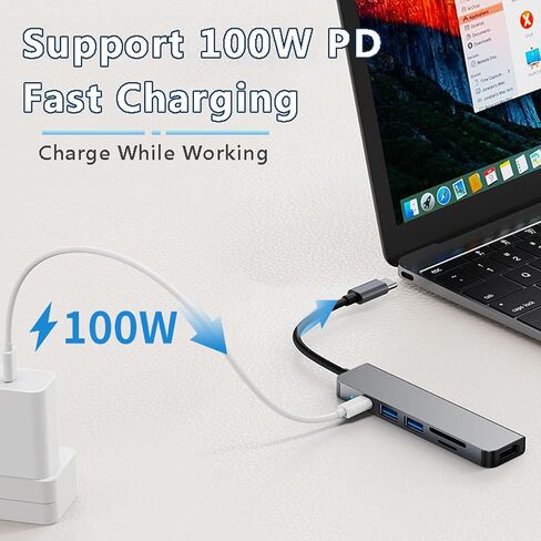 محول USB C Hub إلى HDMI متعدد المنافذ، موزع USB C 5 في 1 مع 4K HDMI، USB 3.0، منافذ PD 100 واط لأجهزة MacBook Pro، iMac، PS5، Chromebook، iPhone 15 Pro، XPS، HP، إلخ in Saudi Arabia