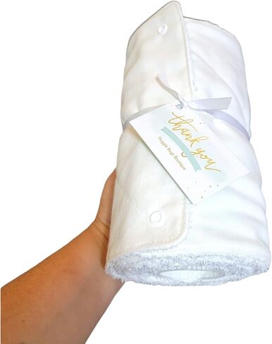 Nuggle Bugz Reusable Paper Towels - Roll of 12 Reusable Paper Towels with Snaps and Insert Roll - ALL WHITE 9.5" Paperless Towels - Washable Paper Towels - Cotton Terrycloth - Non Scratch Snaps in Saudi Arabia