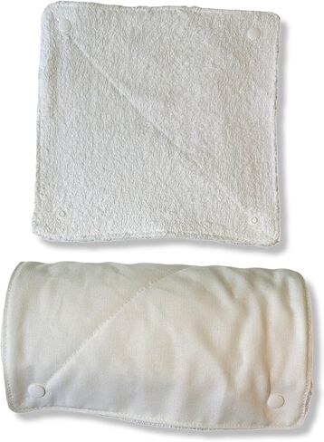 Nuggle Bugz Reusable Paper Towels - Roll of 12 Reusable Paper Towels with Snaps and Insert Roll - ALL WHITE 9.5" Paperless Towels - Washable Paper Towels - Cotton Terrycloth - Non Scratch Snaps in Saudi Arabia