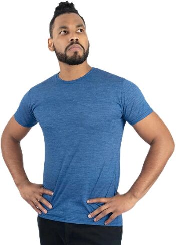 AoA Men's Royal Alpaca Crew Neck Shirt: Light & Wicking Outdoor Ecological Layer Navy Blue L in Saudi Arabia