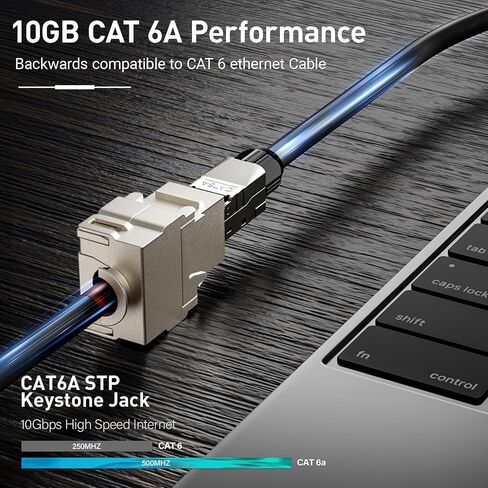 12 قطعة RJ45 Cat7 Cat6A مقبس حجر الزاوية المحمي، Cat 7 10 جيجابت في الثانية مقابس معيارية سهلة بدون أدوات PoE لكابل إيثرنت S/FTP صلب أو مجدول من 23 إلى 24 AWG in Saudi Arabia