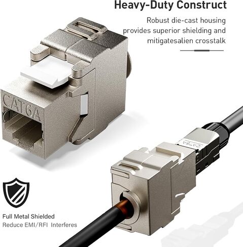 12 قطعة RJ45 Cat7 Cat6A مقبس حجر الزاوية المحمي، Cat 7 10 جيجابت في الثانية مقابس معيارية سهلة بدون أدوات PoE لكابل إيثرنت S/FTP صلب أو مجدول من 23 إلى 24 AWG in Saudi Arabia