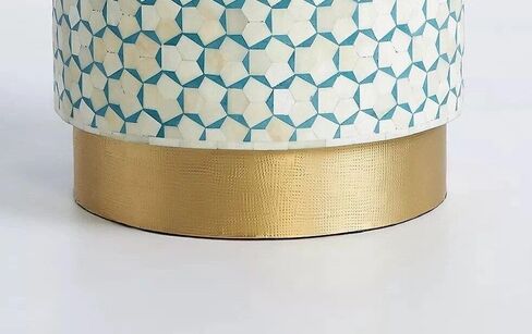 Bone Inlay Targua Pattern End Table, Waterproof MDF, brass Base (14x14x20) in Kuwait