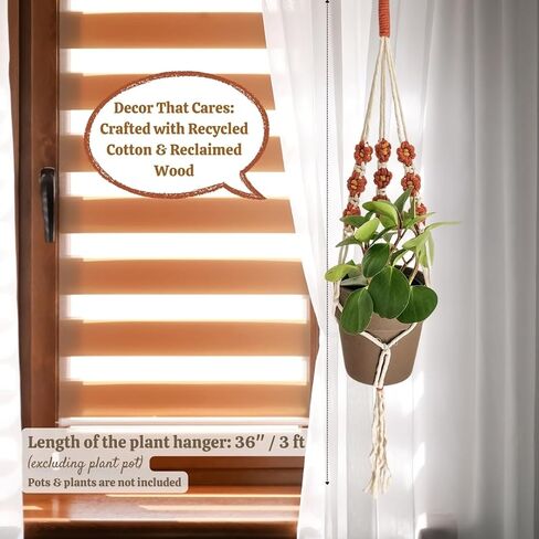 شماعات نبات MacRame مع الإقحوانات | حامل النبات معلقة | شماعات مصنع Macrame في الهواء الطلق والداخلية المزارعين معلقون مصنع داخلي بوهو ديكور شنقا زارع/رف النبات (مقهى لاتيه) in Kuwait