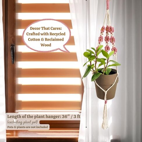 شماعات نبات MacRame مع الإقحوانات | حامل النبات معلقة | شماعات مصنع Macrame في الهواء الطلق والداخلية المزارعين معلقون مصنع داخلي بوهو ديكور شنقا زارع/رف النبات (مقهى لاتيه) in Kuwait