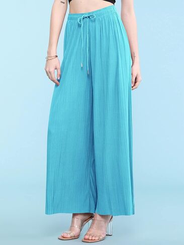 LL WB1485 Womens Casual High Waisted Pleated Palazzo Pants Trousers with Drawstring Plus Mauve in Saudi Arabia