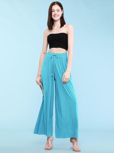 LL WB1485 Womens Casual High Waisted Pleated Palazzo Pants Trousers with Drawstring Plus Mauve in Saudi Arabia