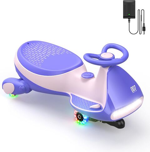 Fanttikride 6V N7 Classic Wiggle Car مع دواسة ، بطارية قابلة للشحن ، Cyberwiggle ، 2 في سيارة أرجوحة واحدة ، سرعة 2 ، مضاد للدورة ، عجلات واضحة ، بلوتوث ، للأعمار 3 وما فوق ، 150 رطلاً ، وردي in Kuwait
