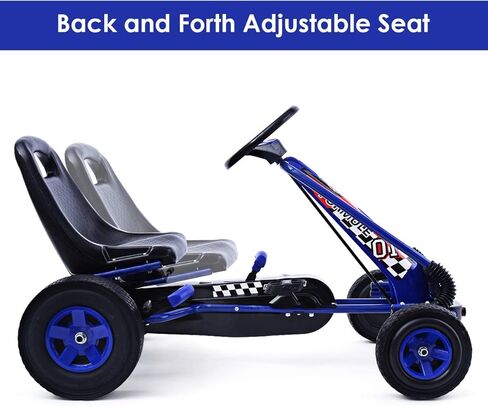 Costzon Go Kart for Kids, 4 Wheel Off-Road Pedal Go Cart w/Adjustable Seat, Steering Wheel, 2 Safety Brakes, EVA Rubber Tires, Ride-On Toys for Boys & Girls, Outdoor Racer Ride On Pedal Car (Green) in Kuwait