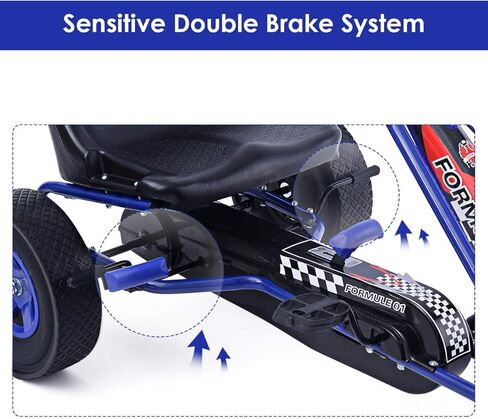 Costzon Go Kart for Kids, 4 Wheel Off-Road Pedal Go Cart w/Adjustable Seat, Steering Wheel, 2 Safety Brakes, EVA Rubber Tires, Ride-On Toys for Boys & Girls, Outdoor Racer Ride On Pedal Car (Green) in Kuwait