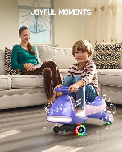 Fanttikride 6V N7 Classic Wiggle Car مع دواسة ، بطارية قابلة للشحن ، Cyberwiggle ، 2 في سيارة أرجوحة واحدة ، سرعة 2 ، مضاد للدورة ، عجلات واضحة ، بلوتوث ، للأعمار 3 وما فوق ، 150 رطلاً ، وردي in Kuwait