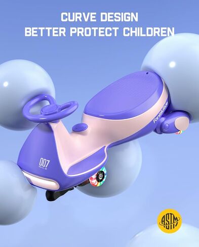 Fanttikride 6V N7 Classic Wiggle Car مع دواسة ، بطارية قابلة للشحن ، Cyberwiggle ، 2 في سيارة أرجوحة واحدة ، سرعة 2 ، مضاد للدورة ، عجلات واضحة ، بلوتوث ، للأعمار 3 وما فوق ، 150 رطلاً ، وردي in Kuwait