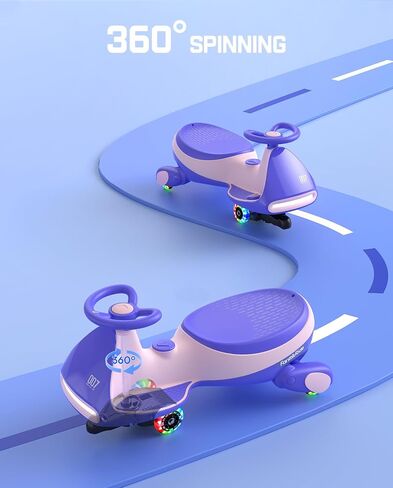 Fanttikride 6V N7 Classic Wiggle Car مع دواسة ، بطارية قابلة للشحن ، Cyberwiggle ، 2 في سيارة أرجوحة واحدة ، سرعة 2 ، مضاد للدورة ، عجلات واضحة ، بلوتوث ، للأعمار 3 وما فوق ، 150 رطلاً ، وردي in Kuwait