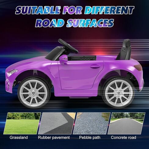 12V Kids Ride On Car with 2.4G Remote Control,Battery Powered Electric Car Ride On Vehicle Double Doors, 5 Point Safety Belt,LED Light (SC-Purple) in Kuwait