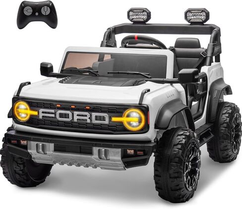 enyopro 2 ateate reck on car for Kids ، 24V Ford Bronco Raptor Electric Ride on Truck Tuy مع التحكم عن بعد ، و 4 عجلات امتصاص الصدمات ، وبداية ناعمة ، وبلوتوث ، والراديو ، و 3 سرعات - أزرق in Kuwait