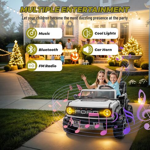 enyopro 2 ateate reck on car for Kids ، 24V Ford Bronco Raptor Electric Ride on Truck Tuy مع التحكم عن بعد ، و 4 عجلات امتصاص الصدمات ، وبداية ناعمة ، وبلوتوث ، والراديو ، و 3 سرعات - أزرق in Kuwait