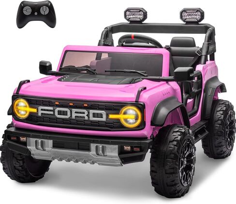 enyopro 2 ateate reck on car for Kids ، 24V Ford Bronco Raptor Electric Ride on Truck Tuy مع التحكم عن بعد ، و 4 عجلات امتصاص الصدمات ، وبداية ناعمة ، وبلوتوث ، والراديو ، و 3 سرعات - أزرق in Kuwait