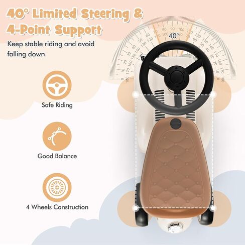 HONEY JOY Ride On Push Car, Outdoor Toddler Riding Toys w/Steering Wheel, Horn & Storage, Foot-to-Floor Sliding Car, No Batteries, Retro Baby Ride On Toys for Boys and Girls (White) in Saudi Arabia