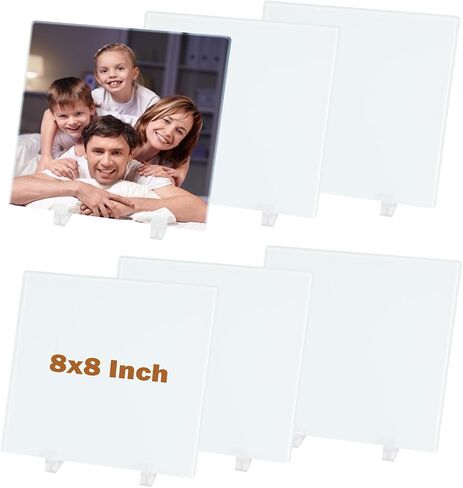 Sublimation Tempered Glass Blanks Photo 6 PCS 8x8 Inch for DIY Crystal Plaque 4MM/0.15 Inch Thickness in Kuwait