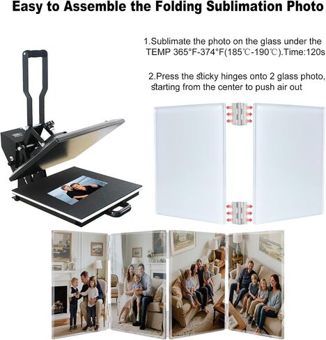 Sublimation Glass Photo Blanks 8x8 Inch 3 Set Folding Hinged Double Collage Desk Picture DIY Combo in Kuwait